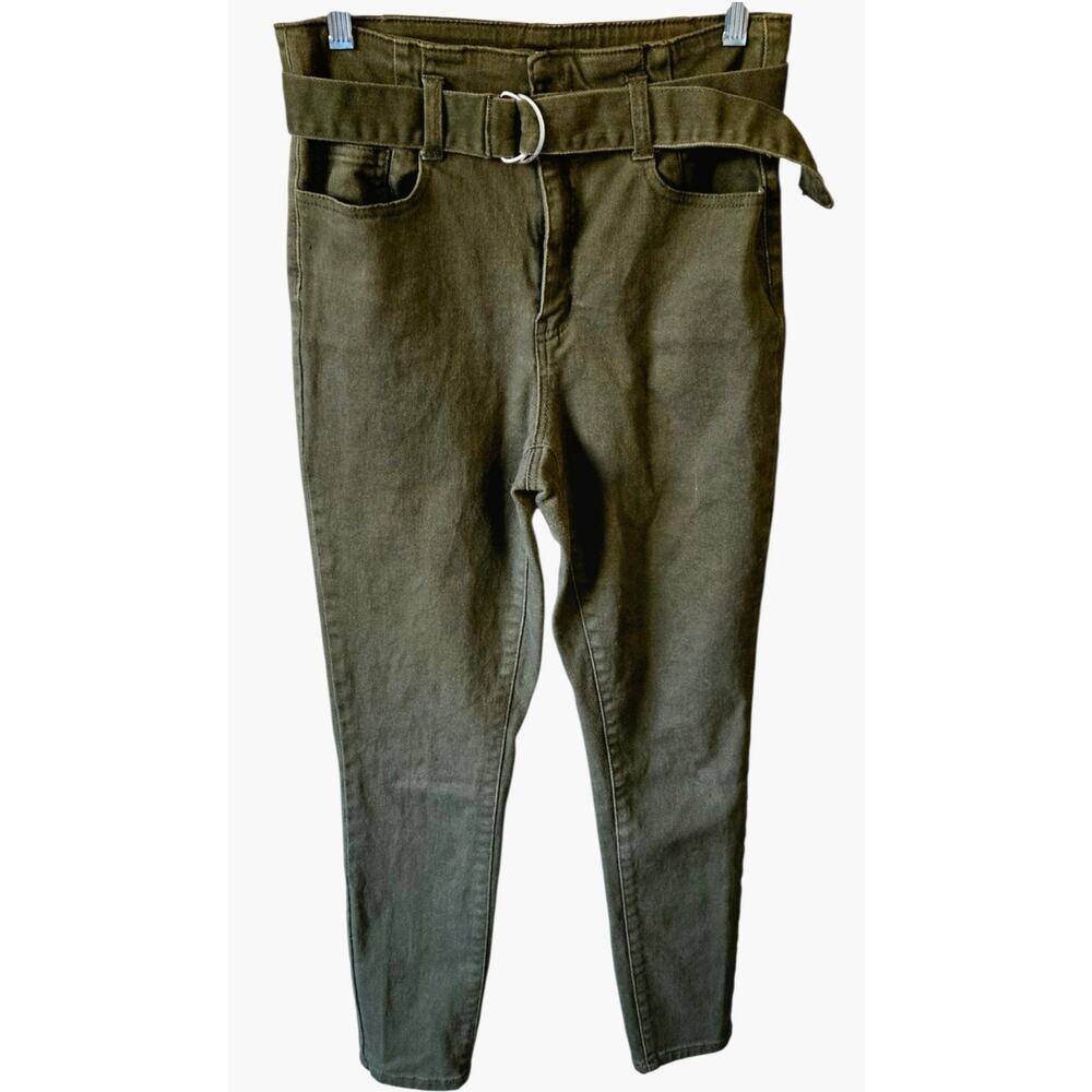 Refuge Women's High-Waisted Olive Green Paperbag Skinny Jeans SZ 6
